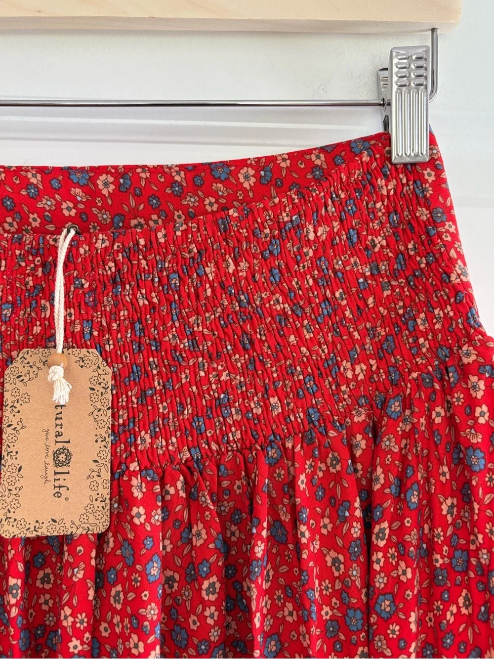 NWT Natural Life Hanna Maxi Skirt Dress Red Floral Boho Western Festival Gypsy M - Picture 14 of 16